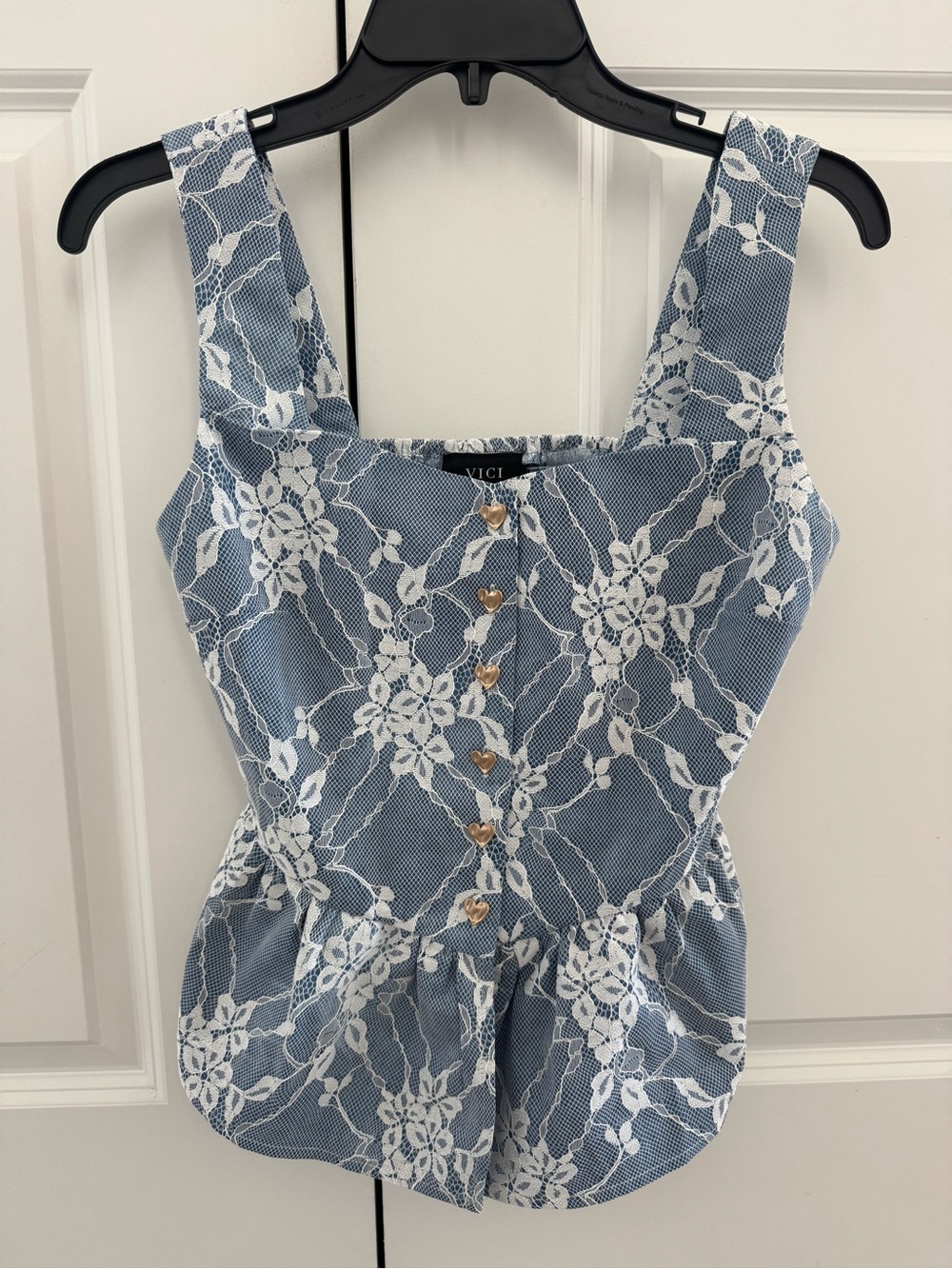 NWOT VICI Blue Lace Peplum Top